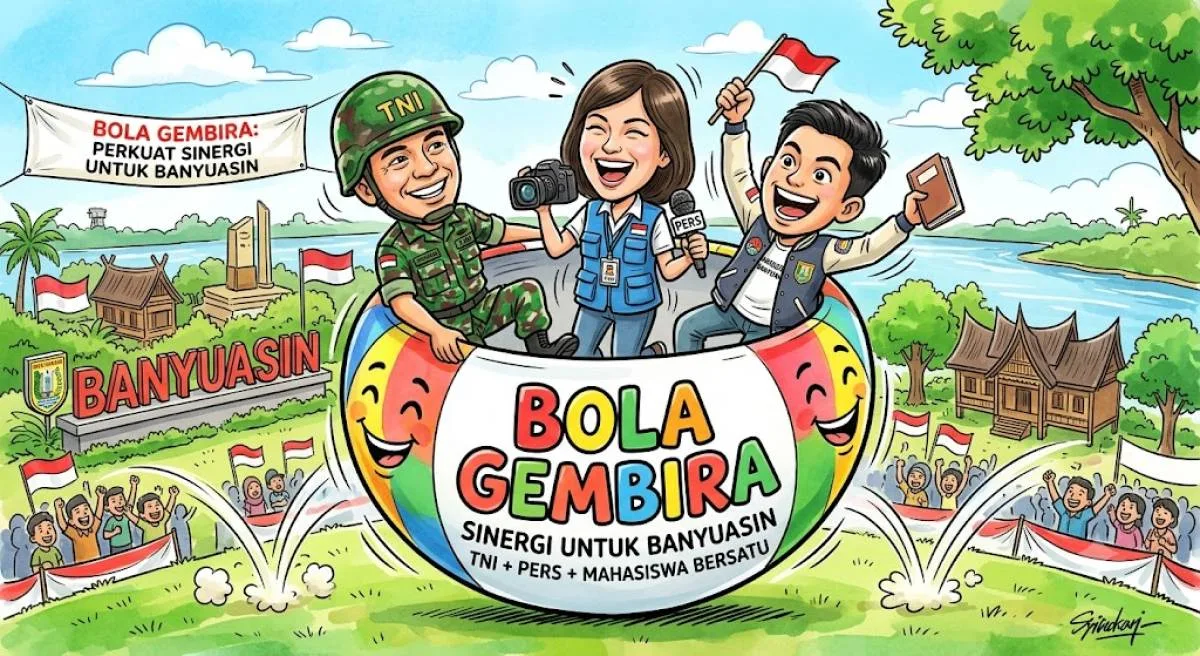 TNI, Pers, dan Mahasiswa Bersatu dalam “Bola Gembira”, Perkuat Sinergi untuk Banyuasin